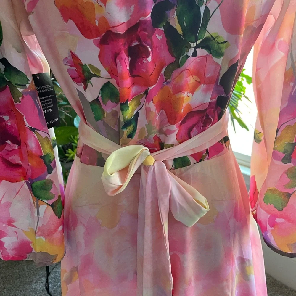 Boston Proper Watercolor Floral Print Maxi dress in SZ S NWT - Picture 7 of 11